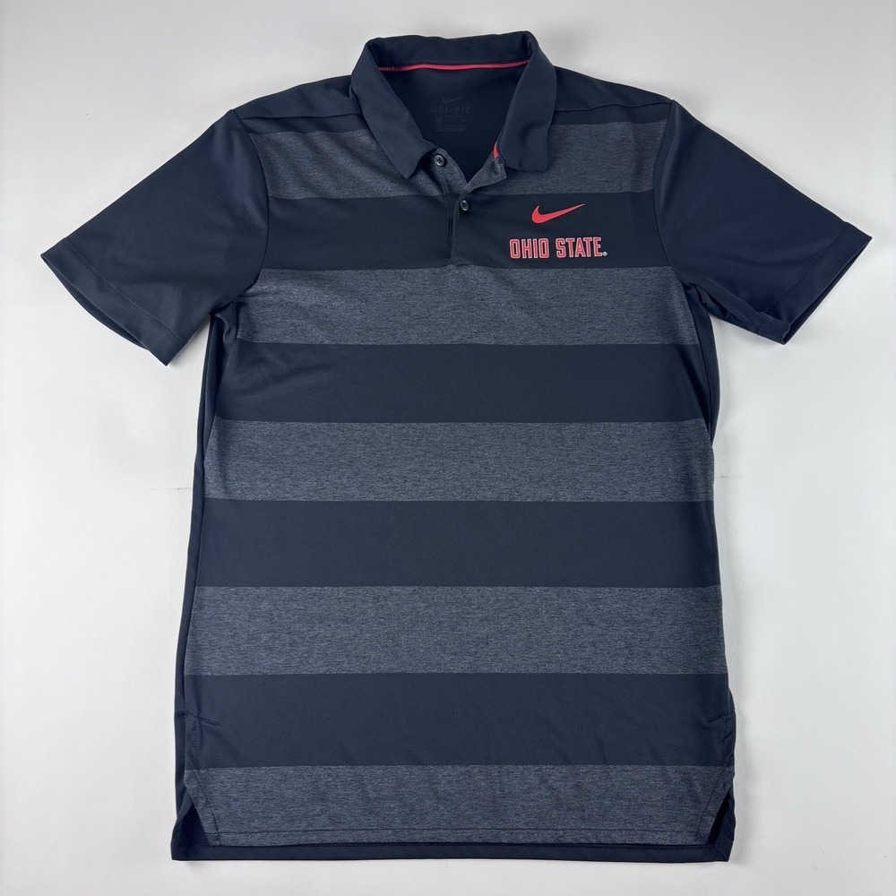 Nike Ohio State Buckeyes Polo Shirt Small Black Football Dri Fit OSU